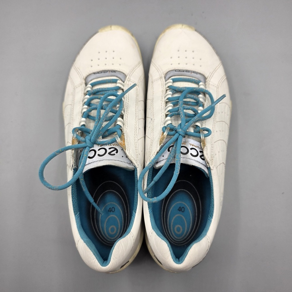 Ecco Biom Golf Shoes Womens 40 White Leather Hyrdomax Spikeless‎ Lace Up - Picture 12 of 15
